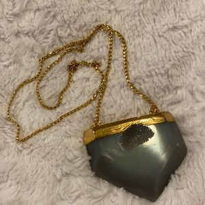 Gorgeous blue/gray quartz druzy BCP necklace!